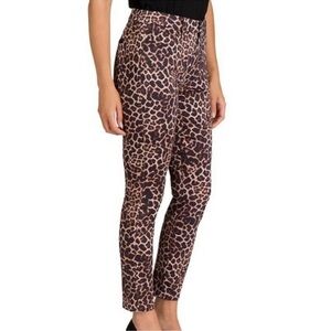 Jen7 by 7 for All Mankind Printed Ankle Skinny Jeans Size 4 Animal Print Leopard